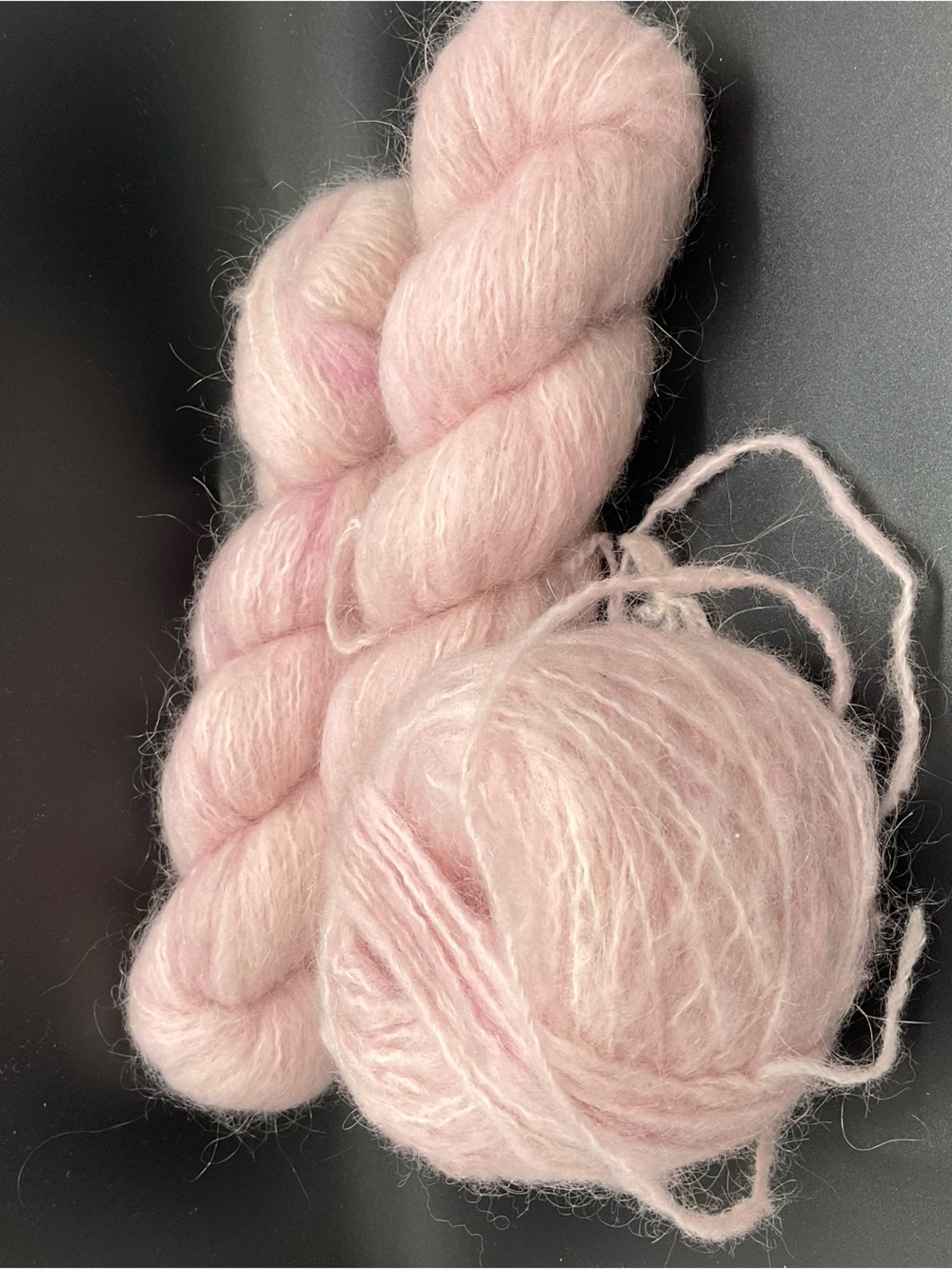 158 Grams Mohair Wool Blend Super Soft Yarn Pink W/ White + Rose Streaks No Tags